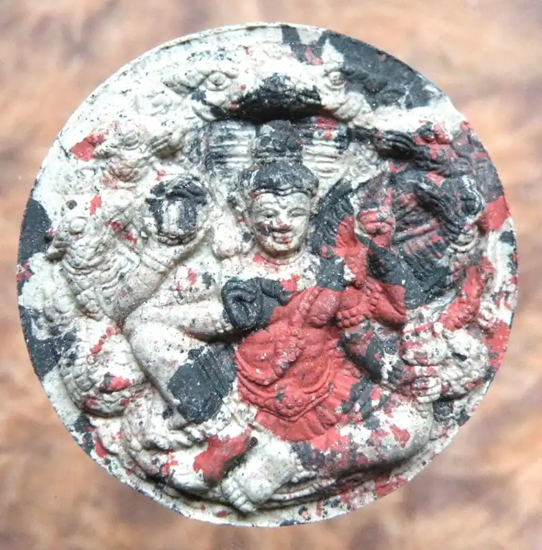 Large multi-colored amulet of Jatukham Rammathep and Phra Rahu.