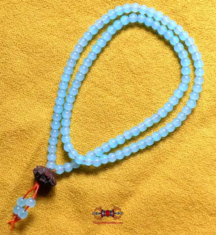 Tibetan Blue Glass Mala - For Medicine Buddha Practice.