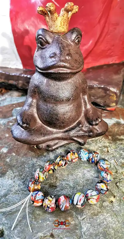 Bracelet / Wrist Mala made from large Murano-style glass beads.