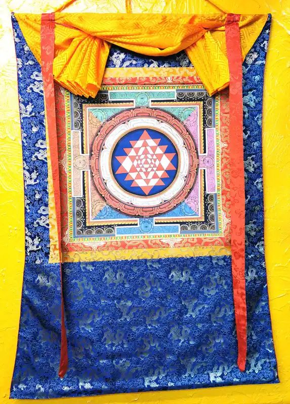 Large Tibetan Thangka of the Shri Yantra.