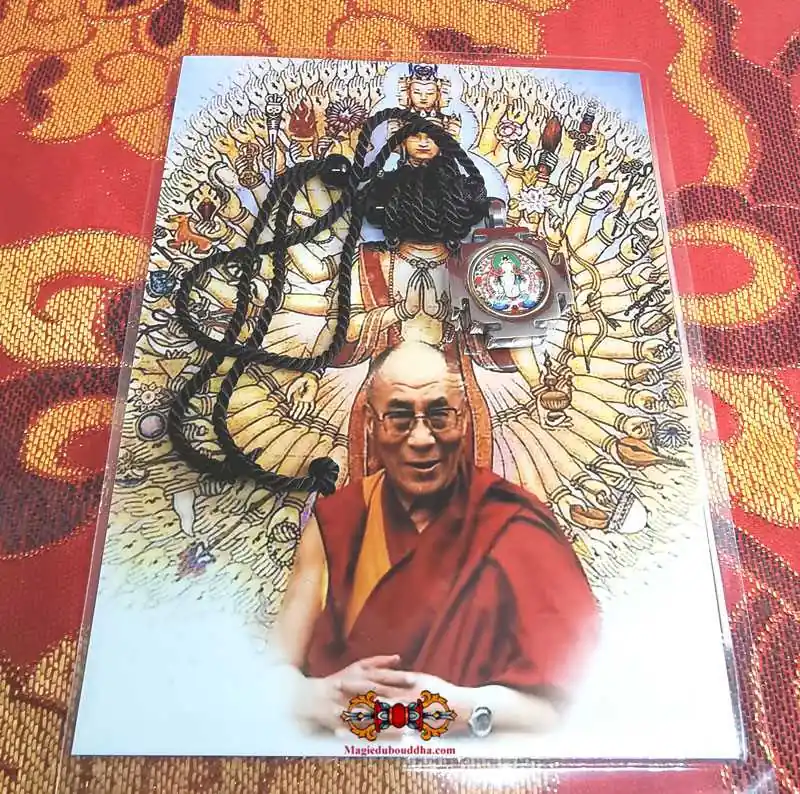 Tibetan Chenrezi Protective Pendant (with Mani Rilbu) - His Holiness the Dalai Lama.