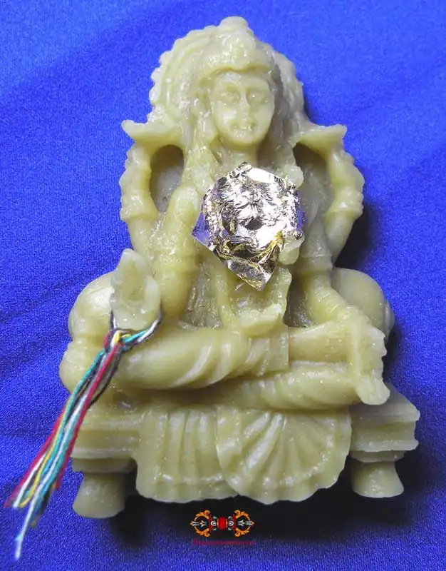 Blessed statuette of Lakshmi in beeswax.