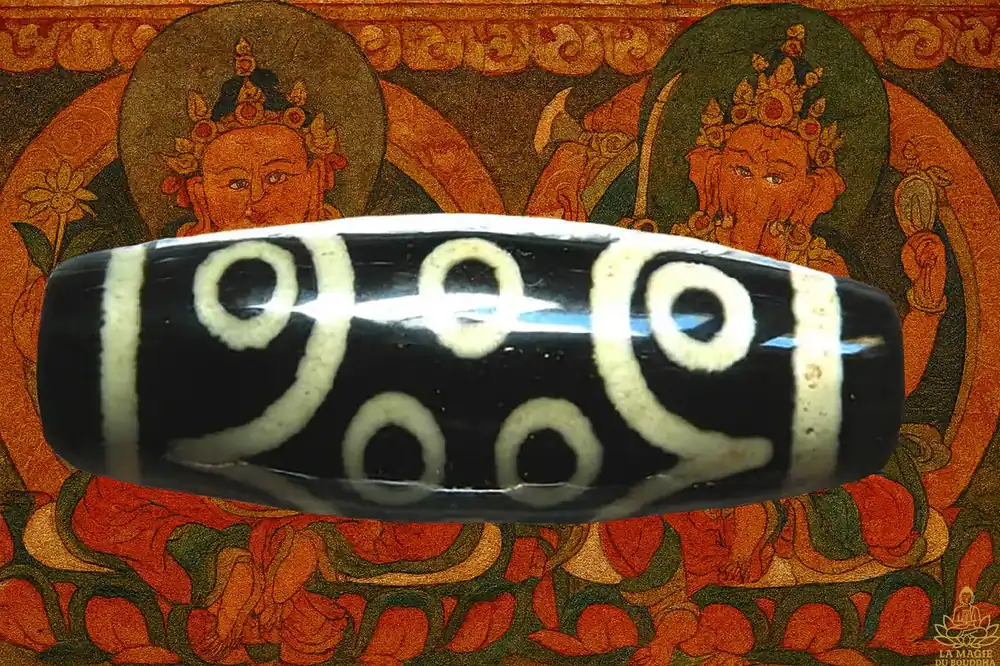 Small Tibetan Dzi with 15 eyes.