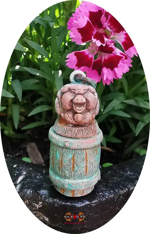 Chinese amulet fortune vase with golden pig.