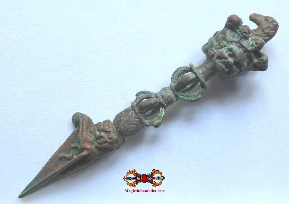 Small antique Tibetan copper ritual Phurba dagger.