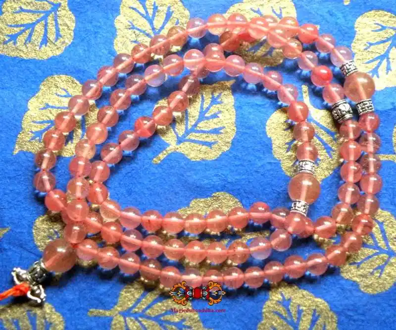 Tibetan rose quartz rosary.