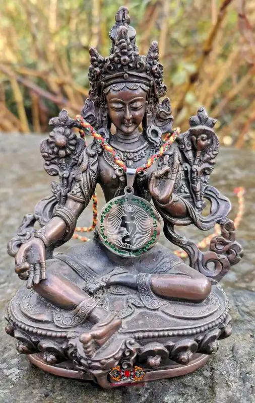 Green Tara Magic Mirror Amulet Jetsun Dölma Melong - Protective Amulet.
