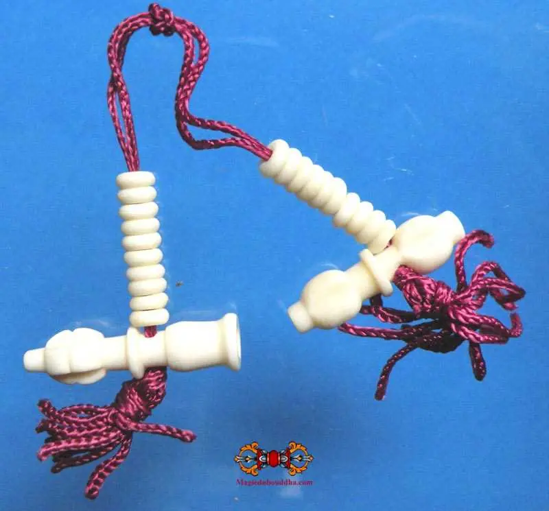 Mantra counters for Tibetan prayer beads - yak bone bell and dorje.