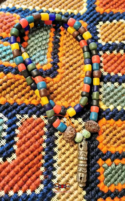 Tibetan necklace with iron Dorje and Rudraksha.