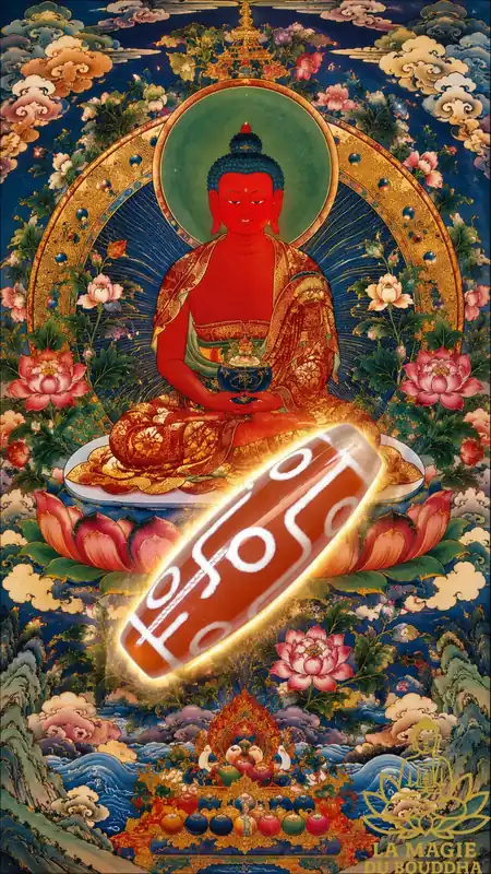 Recent red Tibetan Dzi with 9 eyes.