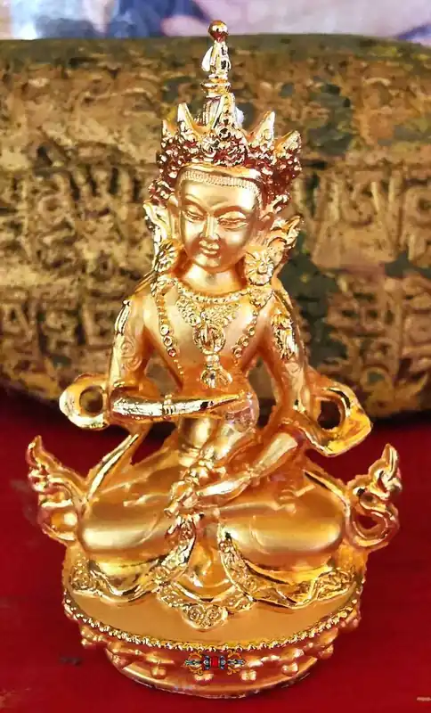 Consecrated golden statuette of Dorje Sempa (Vajrasattva).