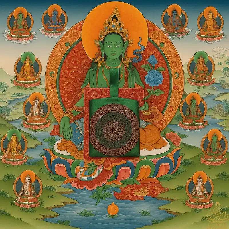 Large Tibetan Dtagrol amulet of the 21 tara - Liberation through sight and touch.