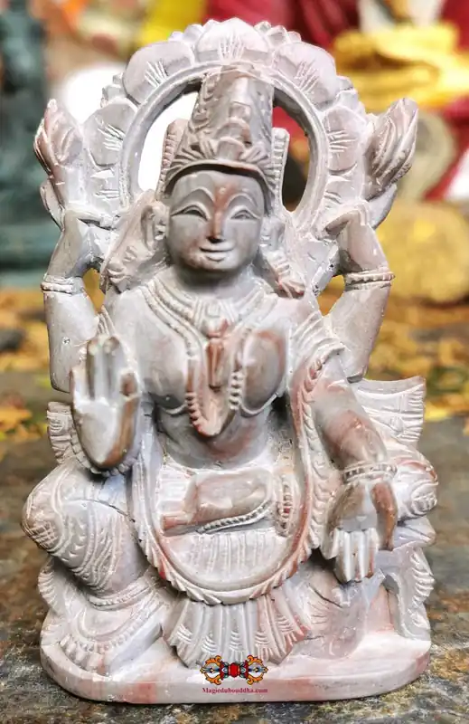 Newari style green Tara stone statuette.