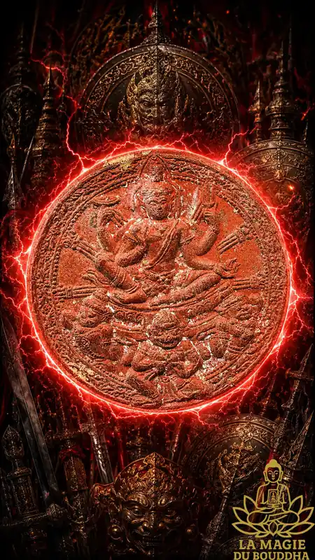Large Thai amulet Phra Issuan and Phra Pidta.