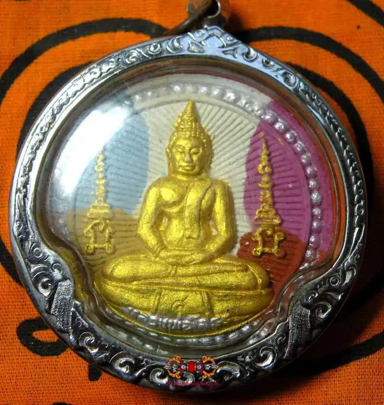 Large multi-colored Thai amulet of Luang Phor Sothorn Buddha.