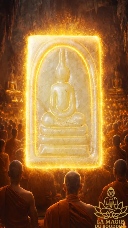 Thai Phra Somdej stone amulet Hin Phratat relics - Wat Pracha Satatham.