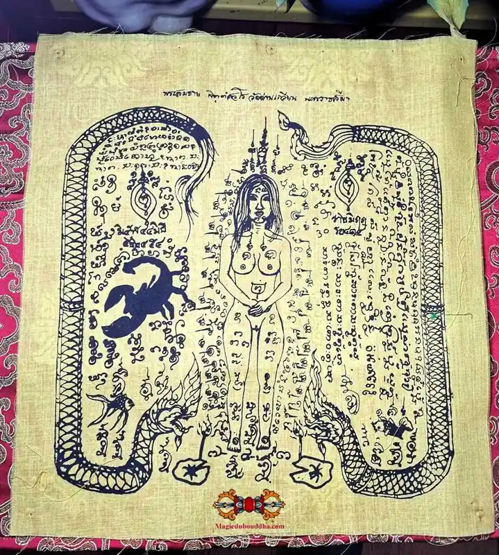 Sacred Thai Fabric Pa Yant Mae Takian Thong - Venerable LP Somchai.