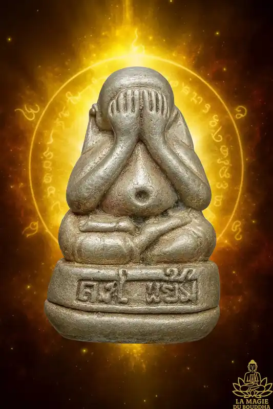 Thai protective amulet of Buddha Phra Pidta - Venerable LP Yam.