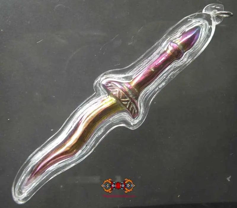 Phra Karn ritual dagger in alchemical metal Lek Lai Rung.