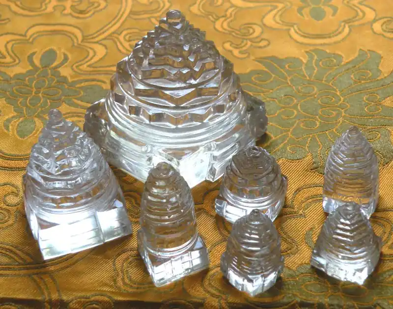 Shri Yantra in rock crystal (quartz).