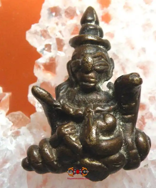 Ancient Cambodian bronze amulet of Phra Upakut (Phra Bua Khem).