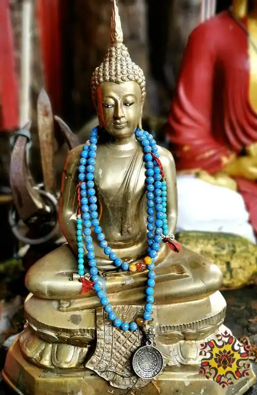 Tibetan mala prayer beads for the practice of Medicine Buddha Sangye Menla.