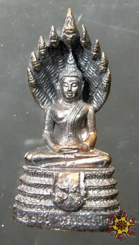 Alchemical amulet of the Buddha under the Naga King Phra Naphrok - Most Venerable LP Chan.