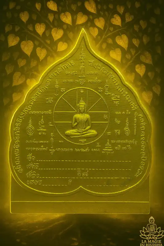Golden Pentacle Card Yant Buddha Tree Leaf.