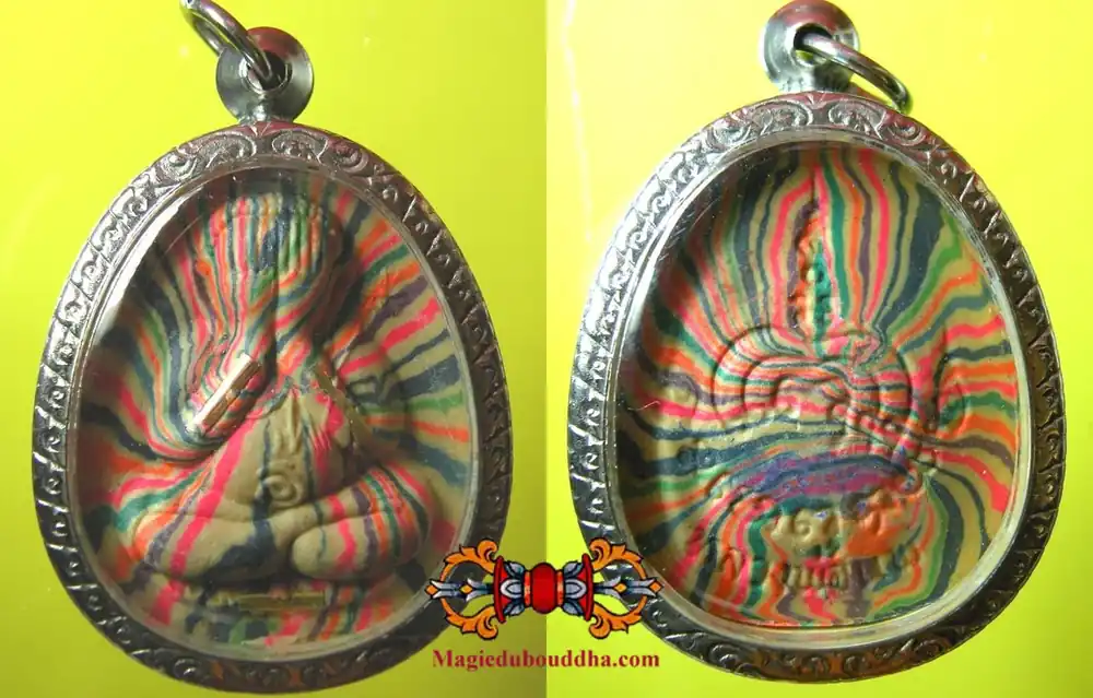 Multicolored protective amulets of the Buddha Phra Pidta - Wat Pikul Thong (Temple of the Most Venerable LP Pae).