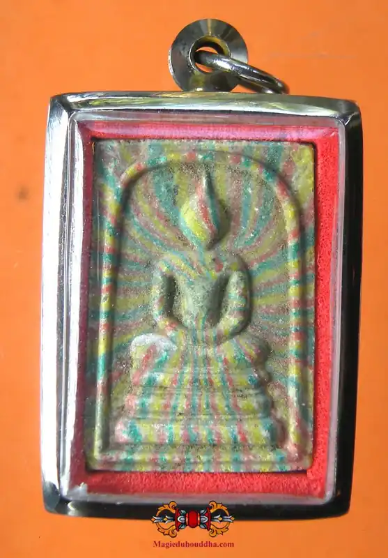 Thai amulet of the Buddha Phra Somdej in multi-color.