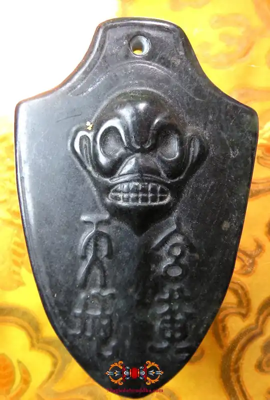 Large Tibetan Thogchag talisman made of black magnetic meteorite stone.