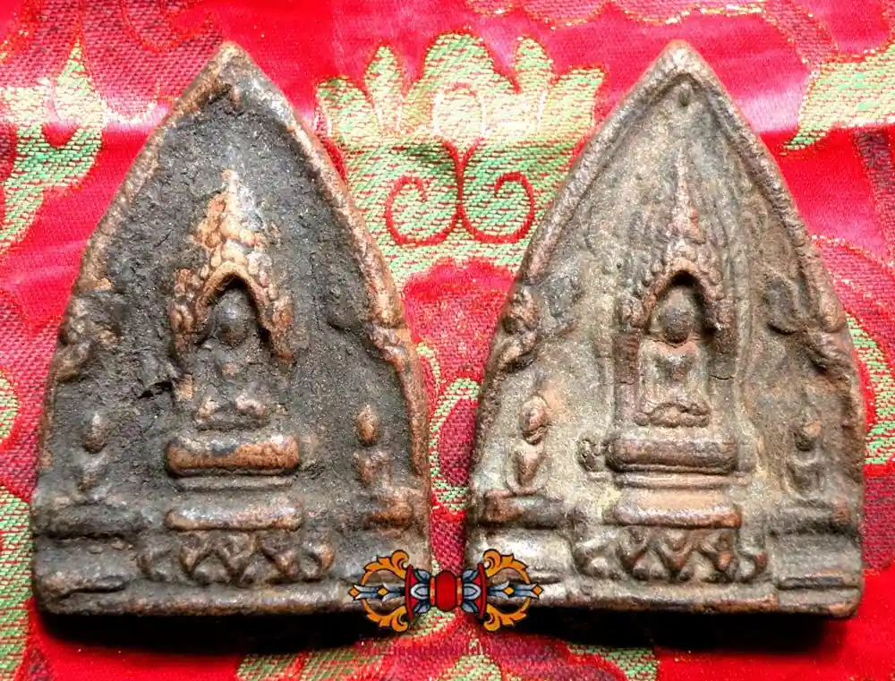 Thai votive tablets of the Buddha in his palace.