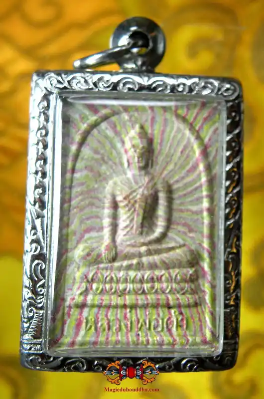 Beautiful multi-colored amulet of the Black Buddha Luang Phor Dam - Wat Lat Sing.