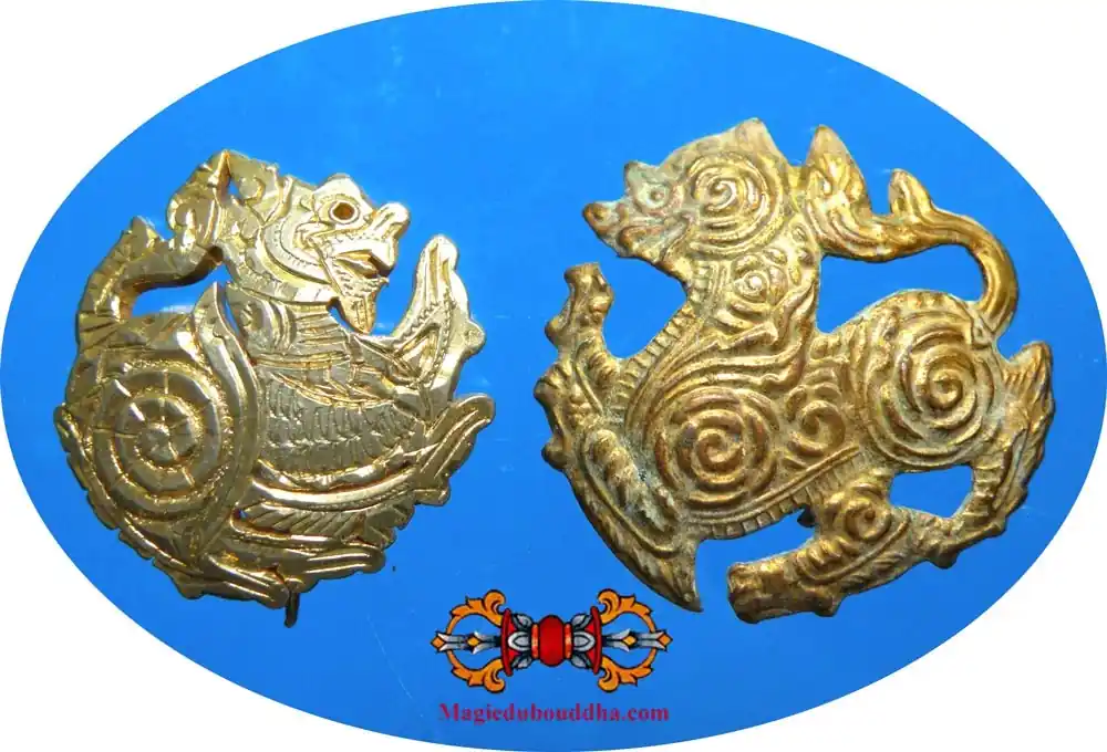 Antique Thai lion Singharaj brooches.