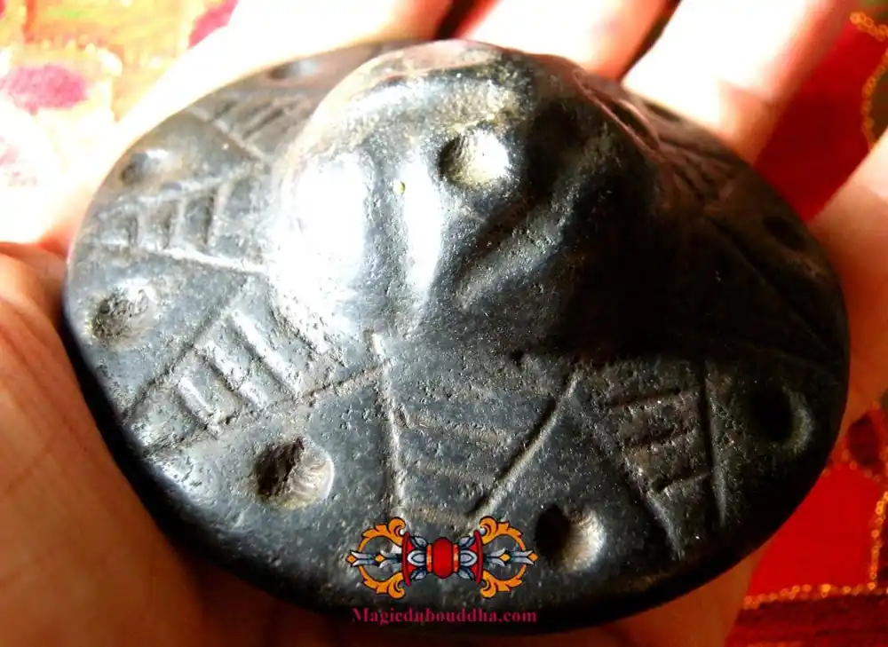 Large Sino-Tibetan Vimana Thogchag talisman made of magnetic stone.