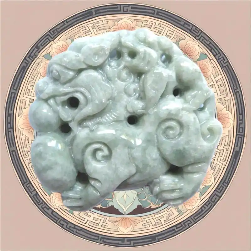 Chinese Jade Lion of Fo Pendant.