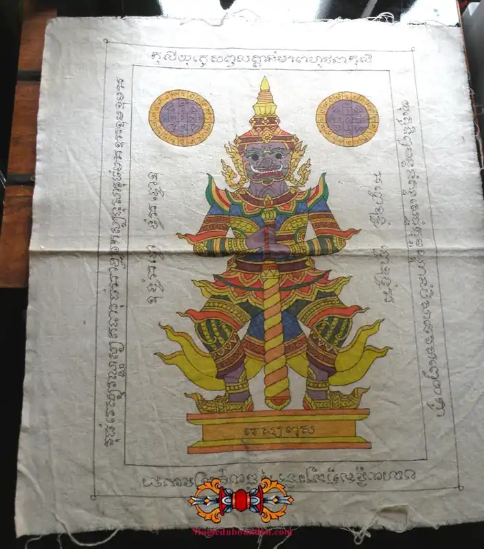 Large sacred Pa Yant fabric by Tao Wessuwan.
