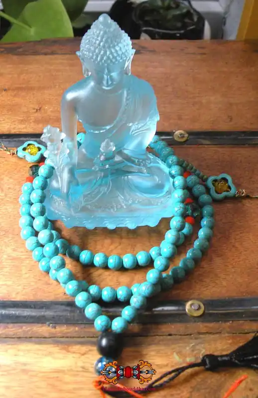 Turquoise Tibetan Prayer Beads - For the practice of Medicine Buddha Sangye Menla.