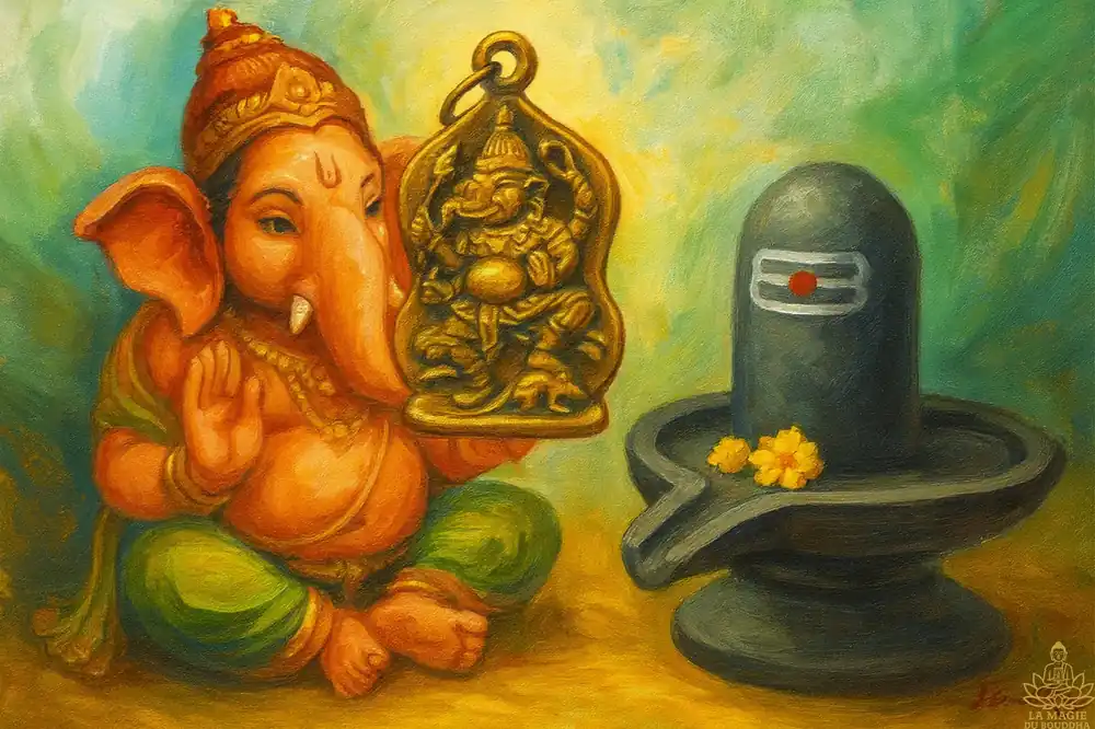 Ganesh and Shiva Lingam Medal - Venerable Ajarn Khom.