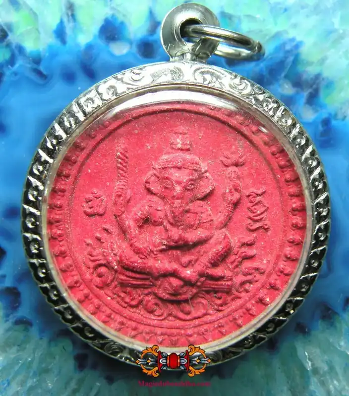 Red Ganesh and Hanuman Amulet - Venerable LP Rak.