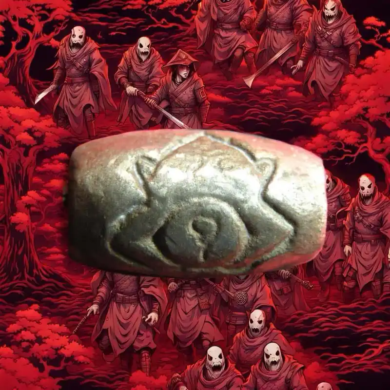 Rare and powerful protective spell bead Look Sakot Phra Rahu of the Most Venerable LP Kassem. (silver alloy model)