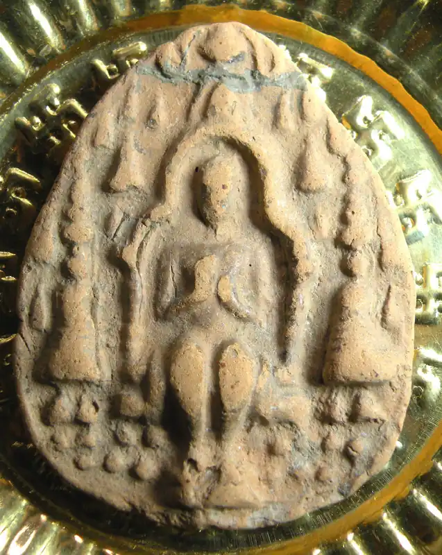 Ancient votive tablet of Maitreya Buddha.