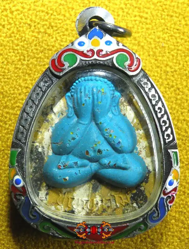 Large Blue Phra Pidta Amulet - Most Venerable LP Path Punyakhamo.