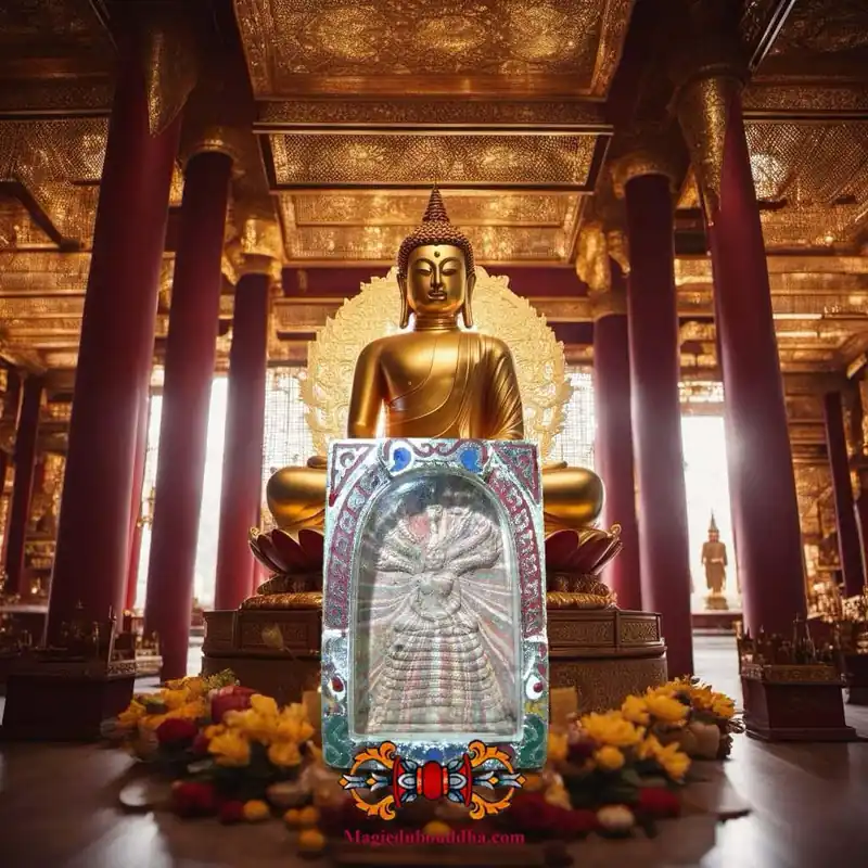 Multicolored Amulet of Buddha Phra Naphok - His Holiness Somdej Phra Sangharaj.