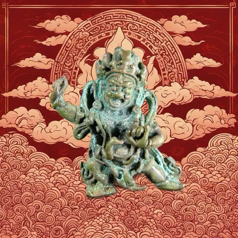Antique Tibetan bronze Thogchag amulet of Chana Dorje.