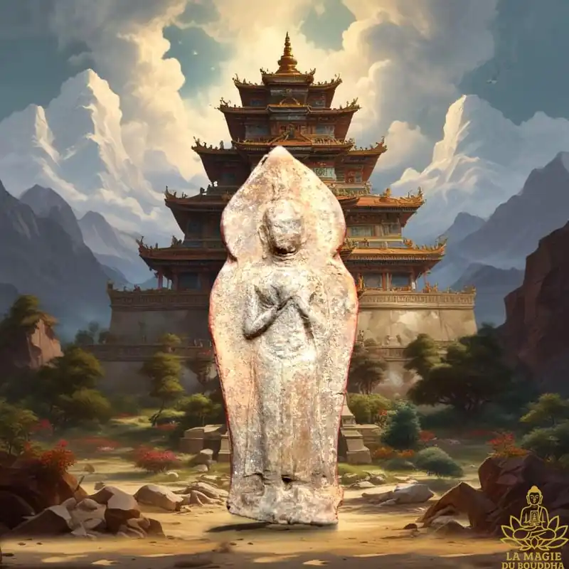 Ancient votive tablet – Standing terracotta Buddha.