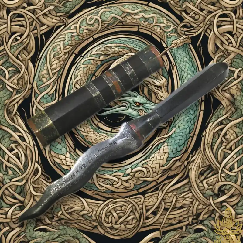 Ancient Meedh Moh Ritual Dagger – Kriss-style wavy blade decorated with Nagas.
