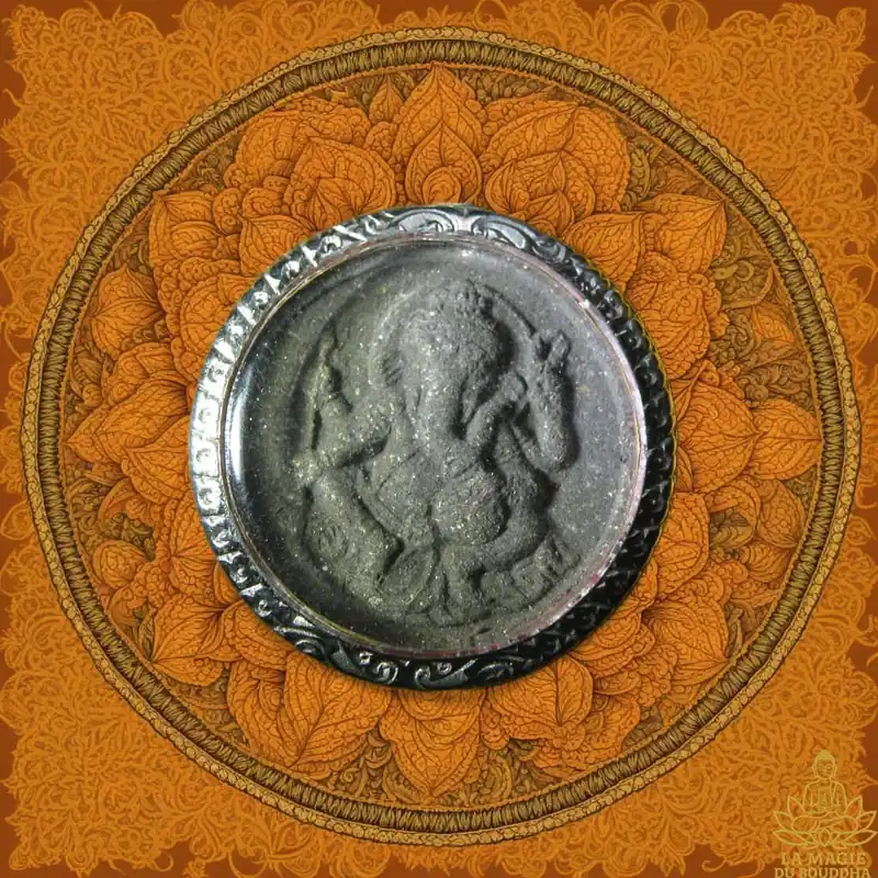 Black amulet of Phra Buddha Chinaraj & Phra Pikanet – Wat Phra Si Rattana Mahathat.