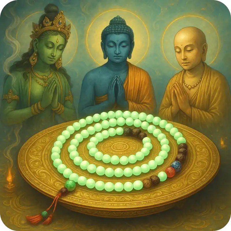 Large rosary made of fluorescent Ye Ming Zhu sacred stone (for Ksitigarbha practice).