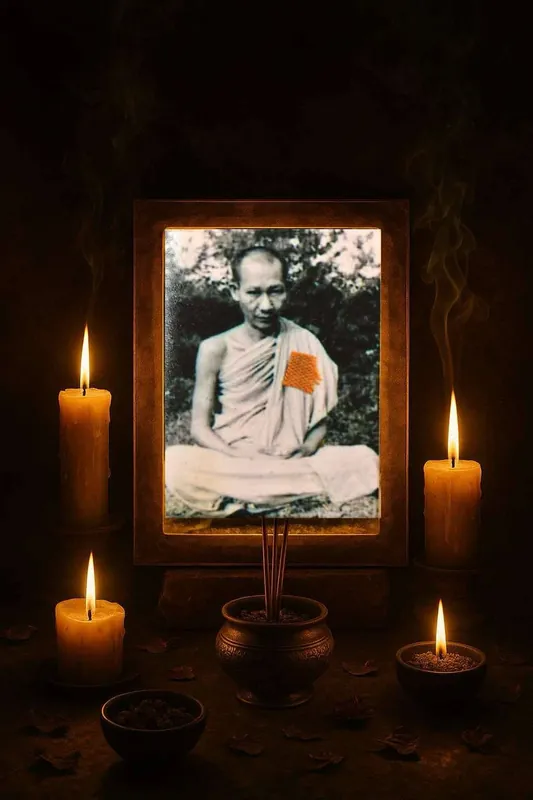 Rare relic photograph of the very venerable Luang Phor Kassem Khémako (Wat Susan Trailak, Lampang)